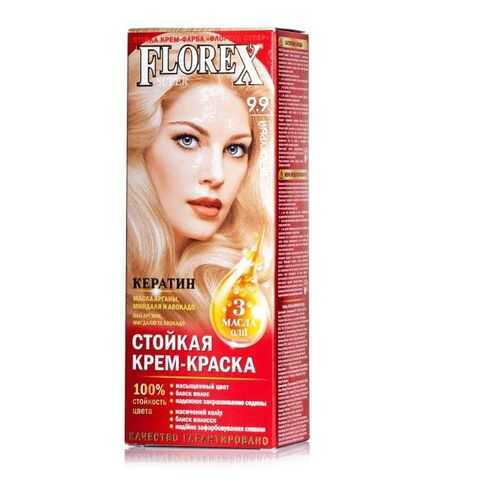 Florex-Super NEW КЕРАТИН Краска для волос 9.9 белокурый в Оптима