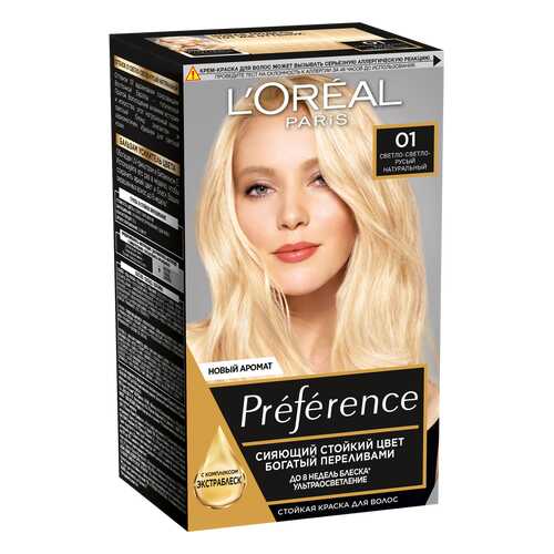 Краска для волос L`Oreal Paris Preferance 01 светлый светло-русый натуральный 40 мл в Оптима